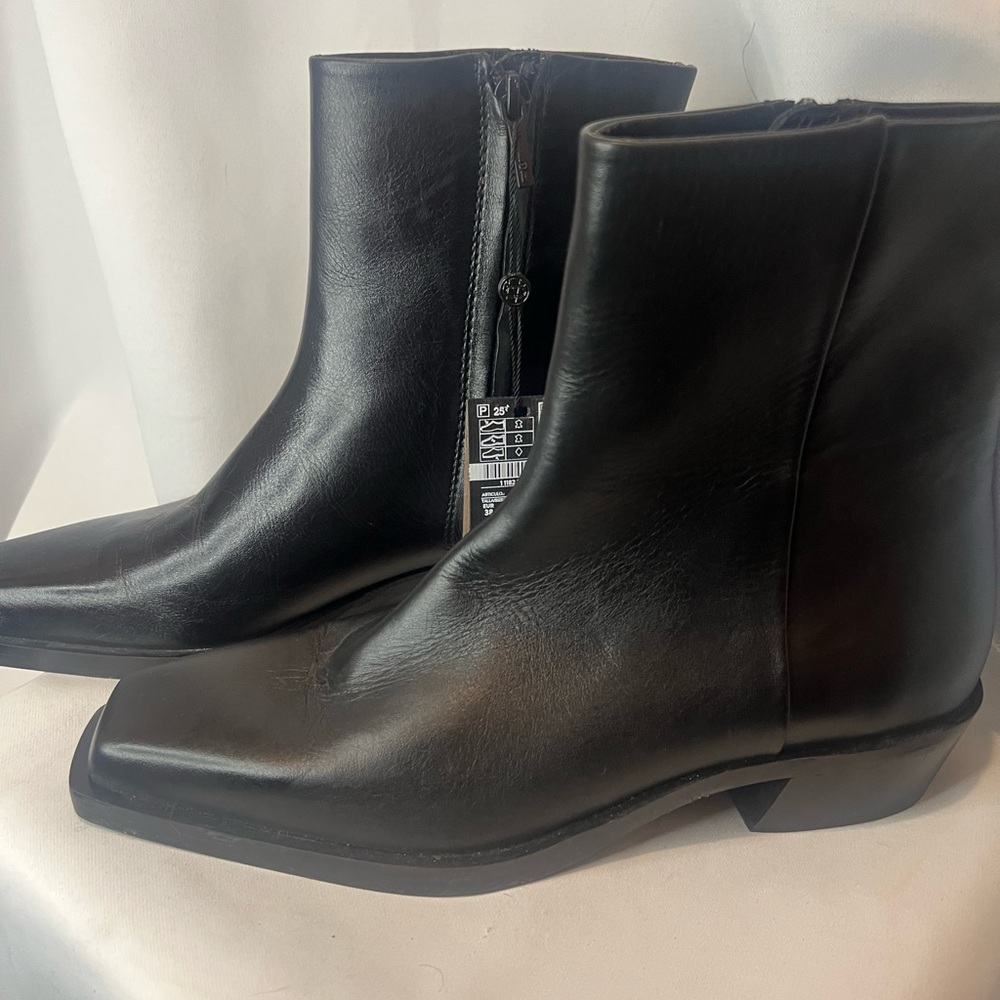 NWT Massimo Dutti Heeled Square-toe Ankle Boots In Black 1130 7.5 medium - Picture 2 of 11